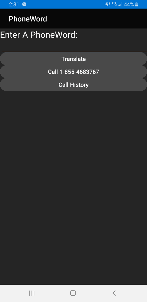 PhoneWord App Walkthrough